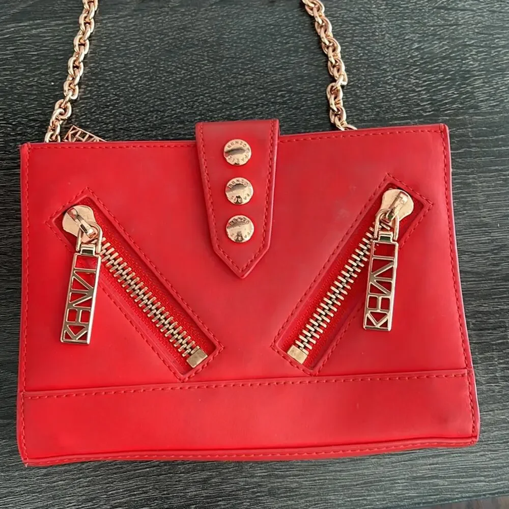 Kenzo Red Crossbody with Rose gold hardware